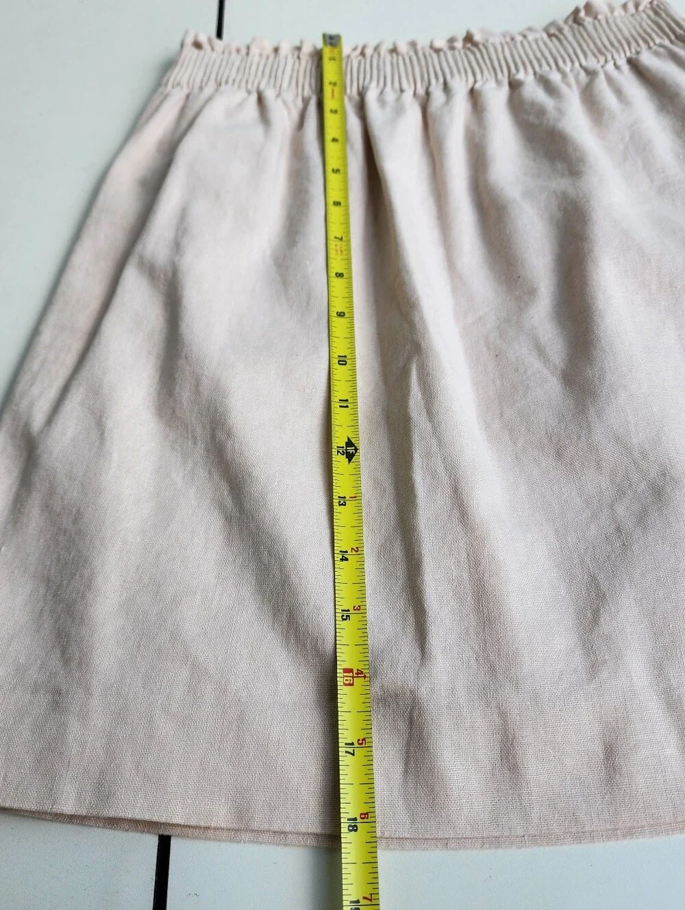 J Crew Pull On Skirt Womens City Linen Blend Pockets Cream Beige Elastic 00
